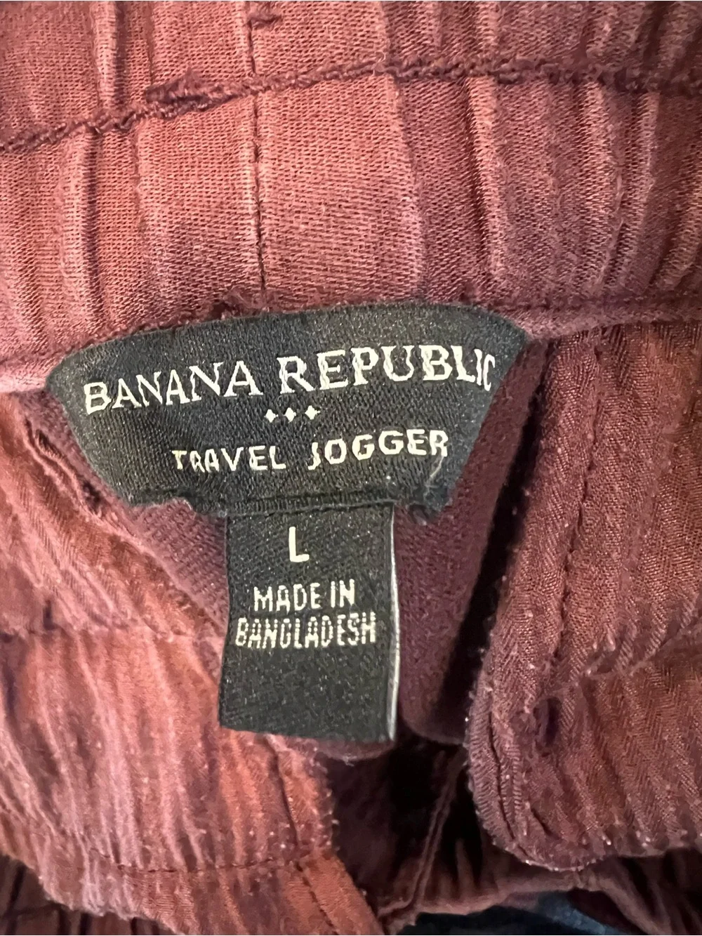 Banana Republic Travel Jogger Burgundy Maroon Elastic Waist Large Men's